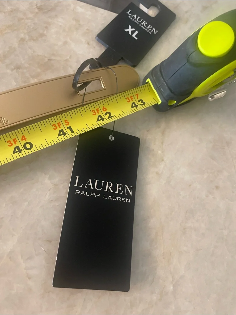 Ralph Lauren Black Leather Belt with Gold-Tone Plate